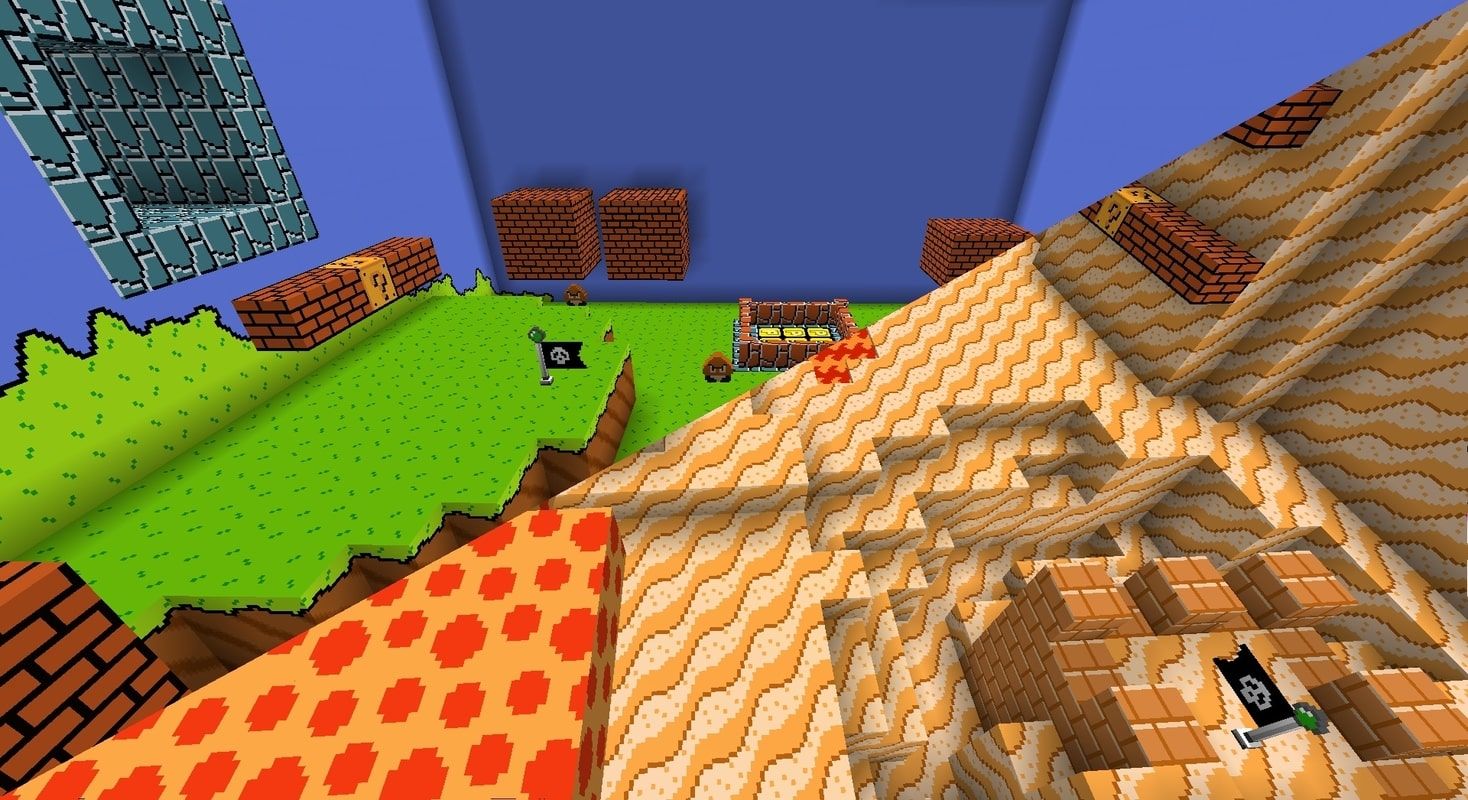 Two screenshots from the map spliced together to show off the custom resource pack